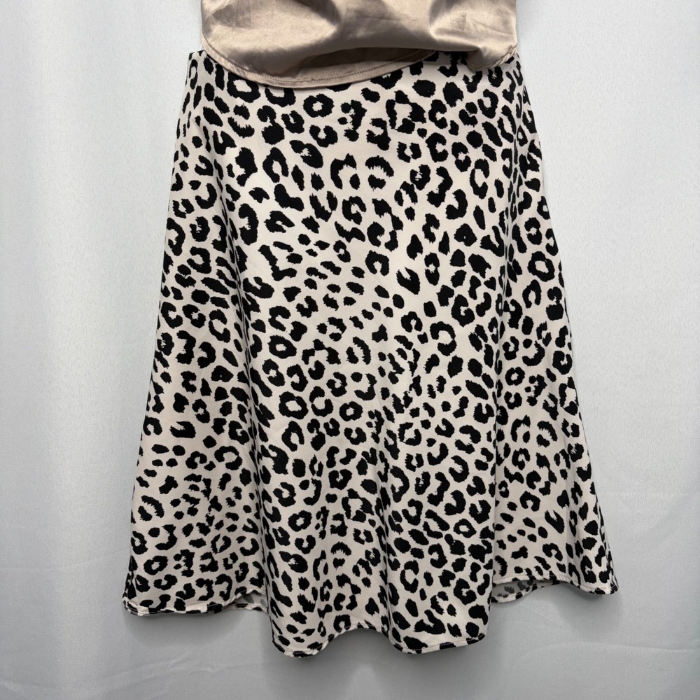 Express Womens‎ High Rise Leopard Print Midi A-Line Skirt Black White Size 00